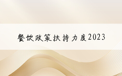 餐饮政策扶持力度2023